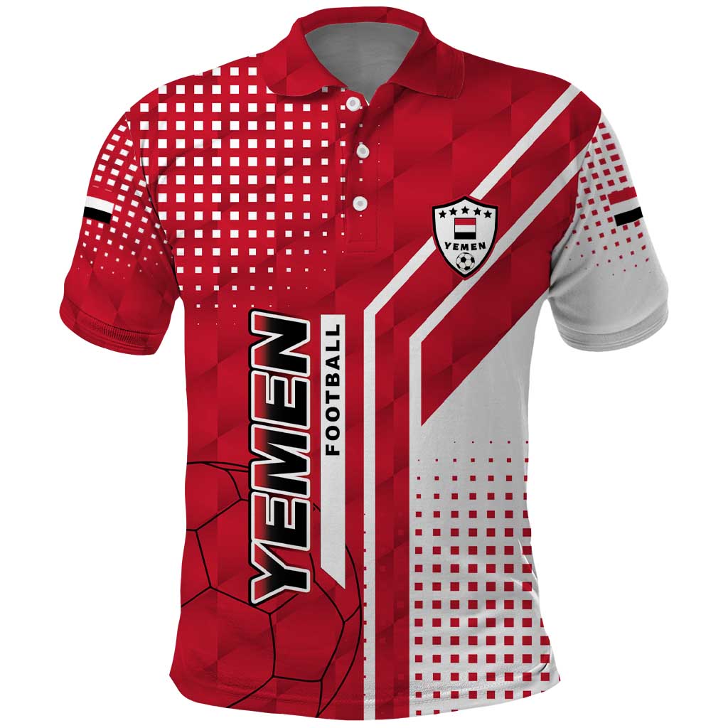 Yemen Football Polo Shirt with Red and White Flag Design TS04