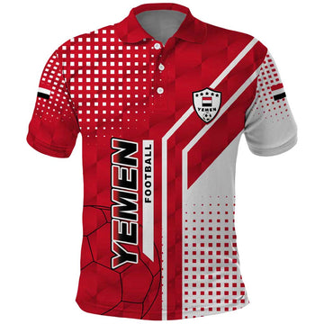 Yemen Football Polo Shirt with Red and White Flag Design TS04