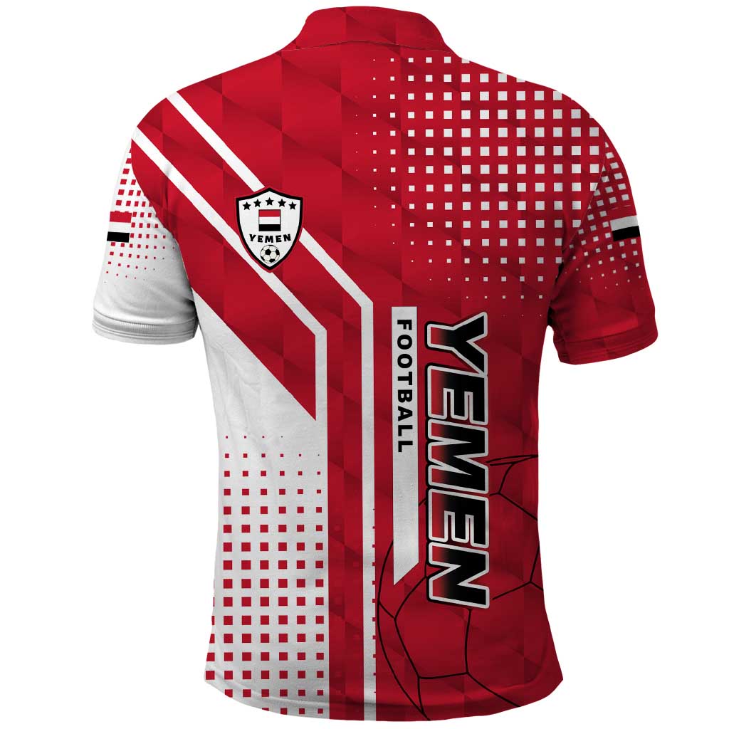 Yemen Football Polo Shirt with Red and White Flag Design TS04