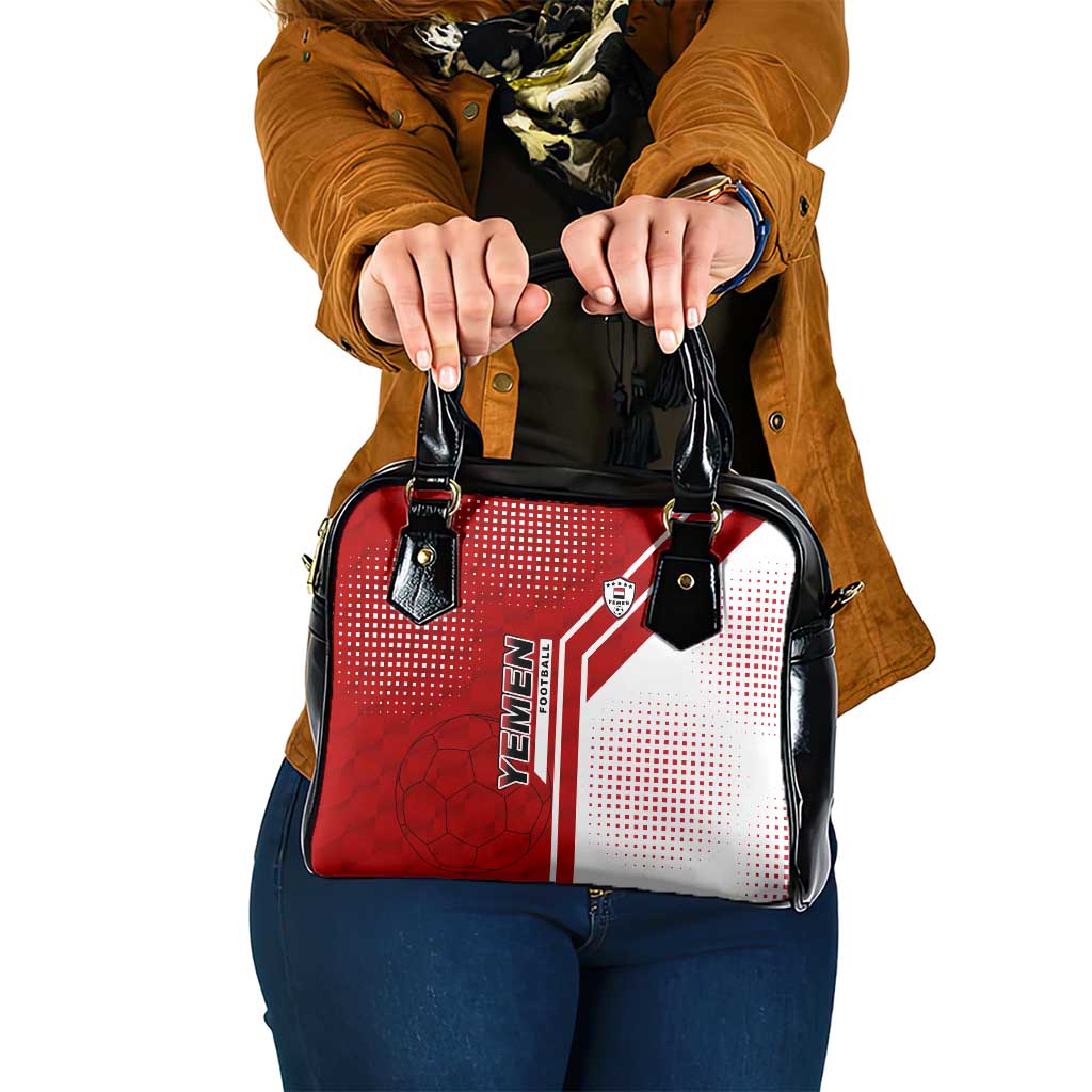 Yemen Football Shoulder Handbag with Red and White Flag Design TS04