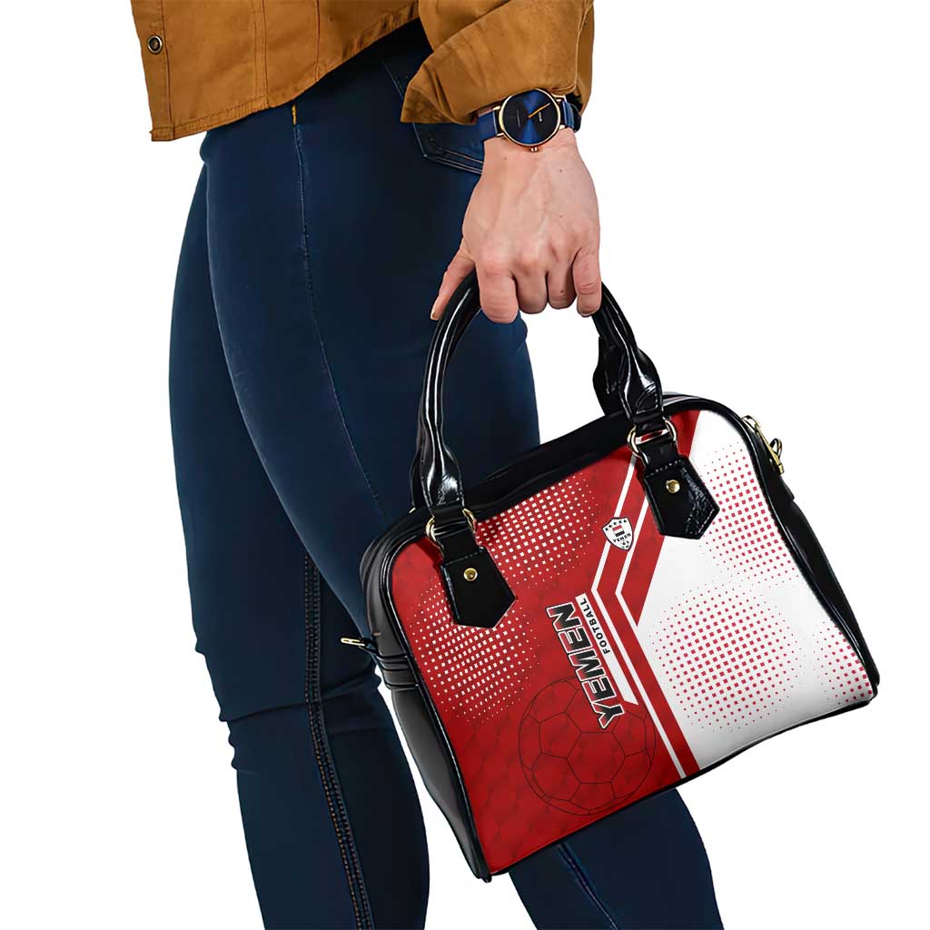 Yemen Football Shoulder Handbag with Red and White Flag Design TS04