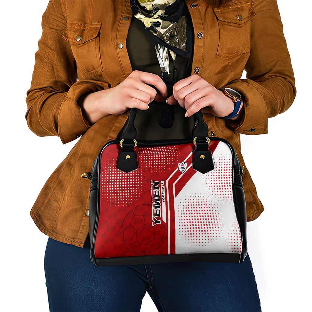 Yemen Football Shoulder Handbag with Red and White Flag Design TS04