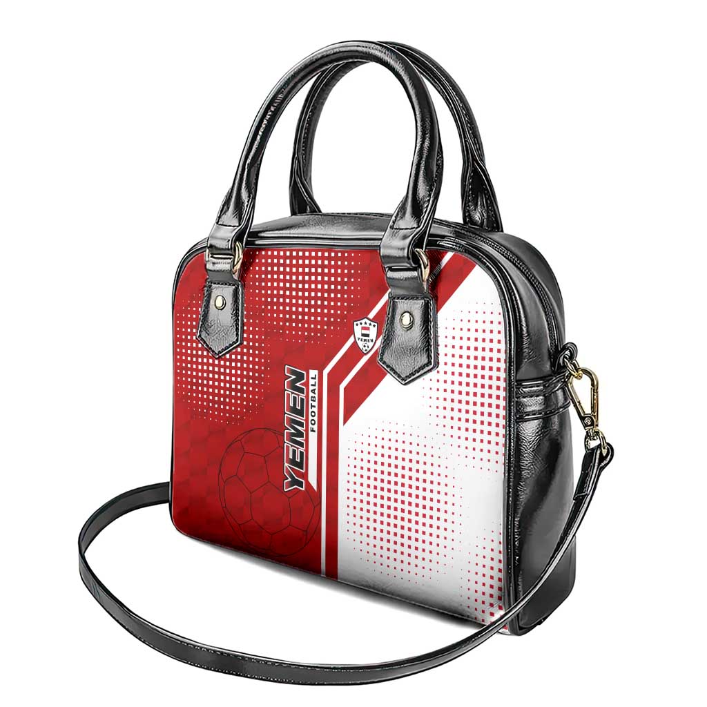Yemen Football Shoulder Handbag with Red and White Flag Design TS04