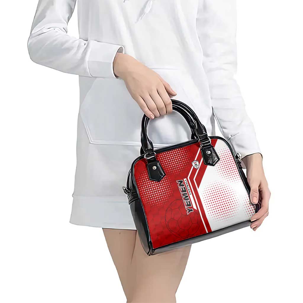 Yemen Football Shoulder Handbag with Red and White Flag Design TS04