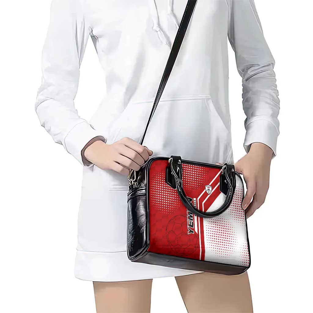Yemen Football Shoulder Handbag with Red and White Flag Design TS04