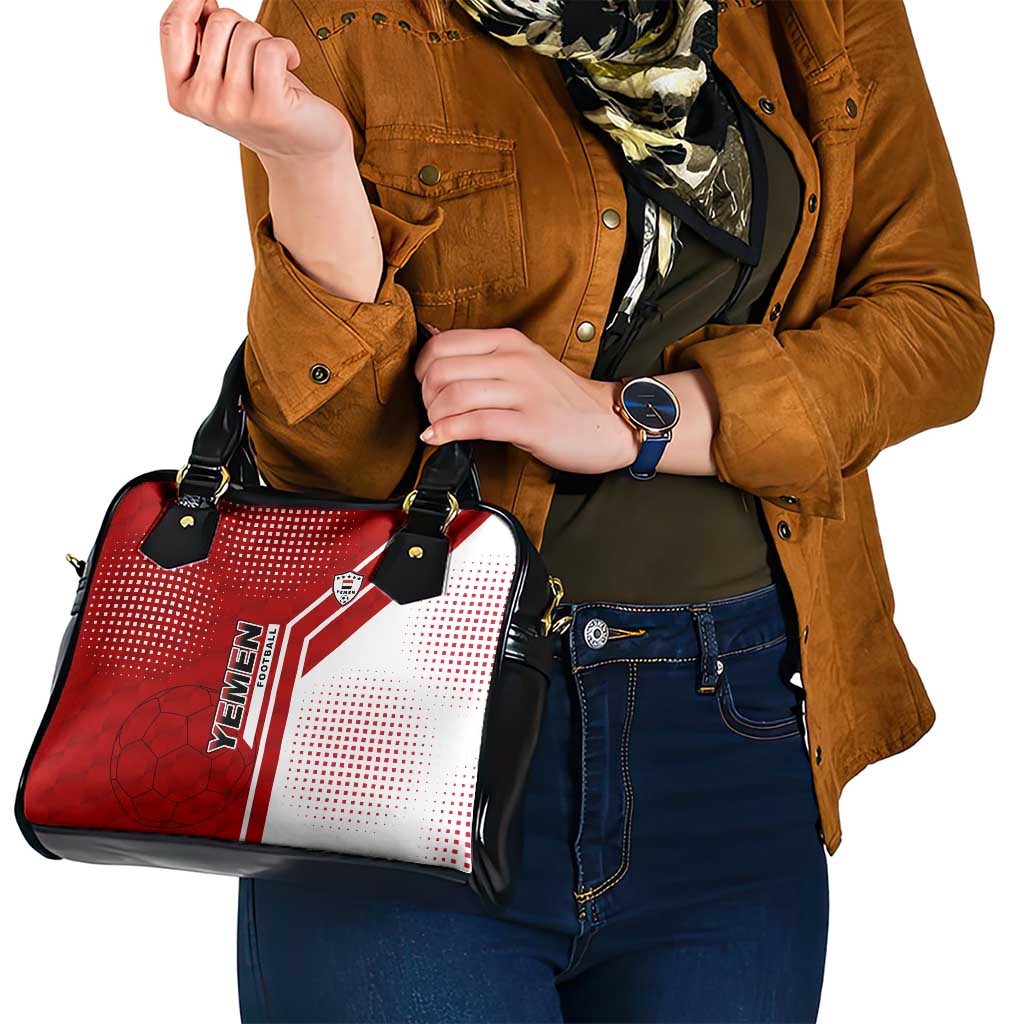 Yemen Football Shoulder Handbag with Red and White Flag Design TS04