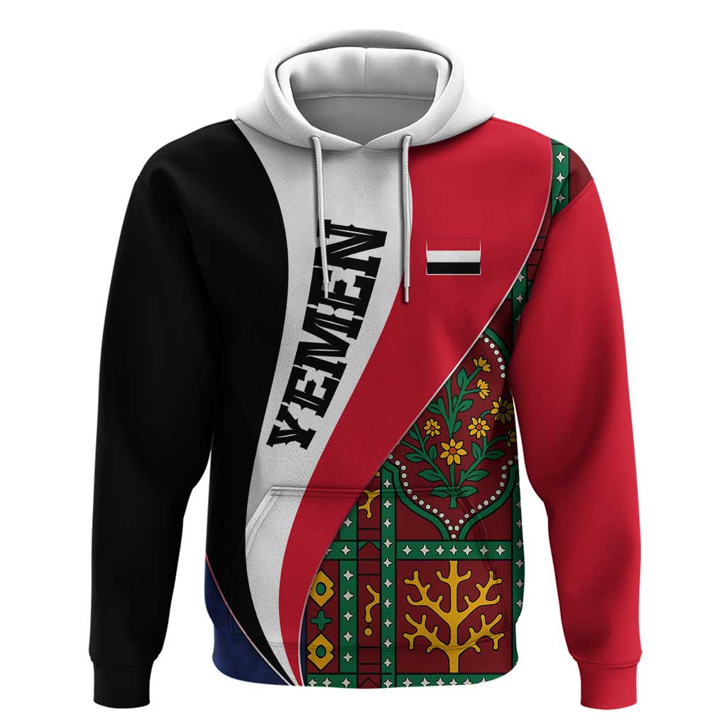 Yemen Heritage Hoodie with Traditional Pattern and Flag Colors TS04