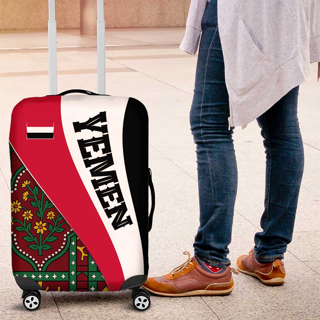 Yemen Heritage Luggage Cover with Traditional Pattern and Flag Colors TS04