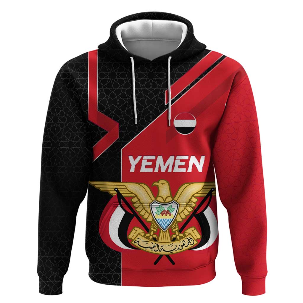 Yemen Eagle Emblem Hoodie with National Flag and Map Design TS04