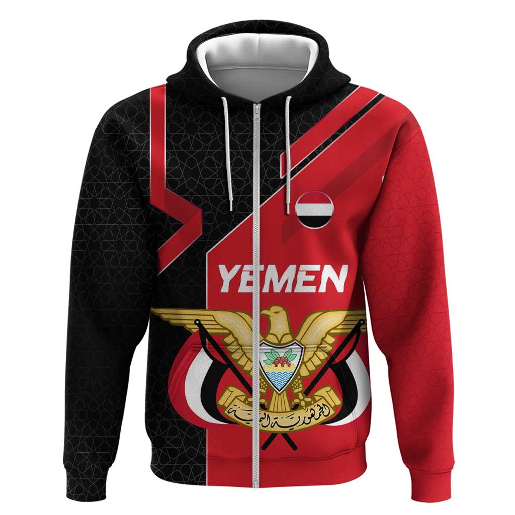 Yemen Eagle Emblem Hoodie with National Flag and Map Design TS04