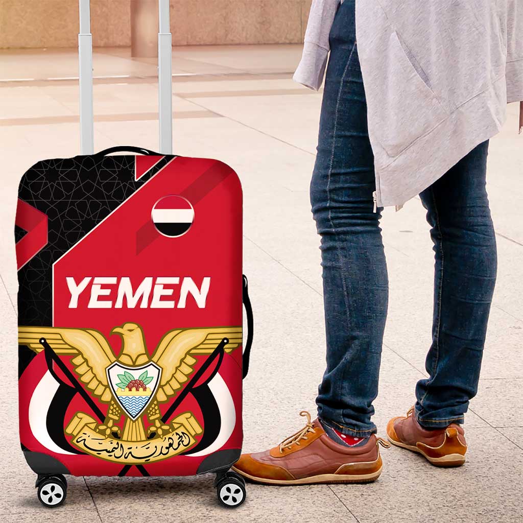 Yemen Eagle Emblem Luggage Cover with National Flag and Map Design TS04