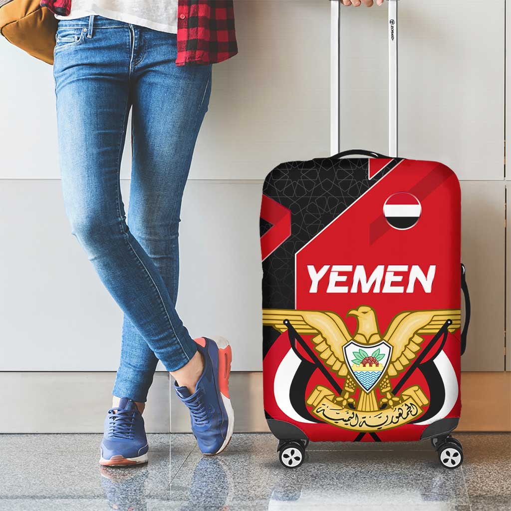 Yemen Eagle Emblem Luggage Cover with National Flag and Map Design TS04