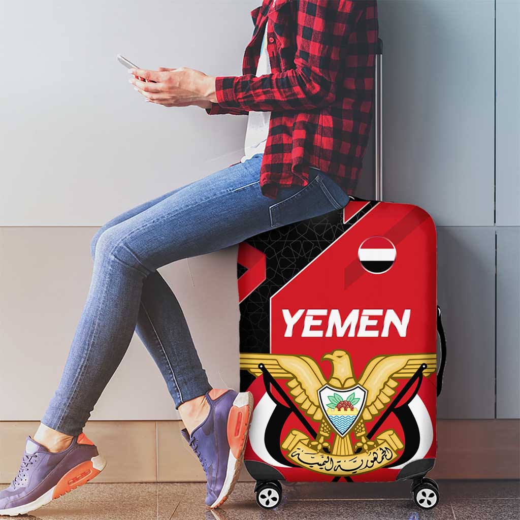 Yemen Eagle Emblem Luggage Cover with National Flag and Map Design TS04