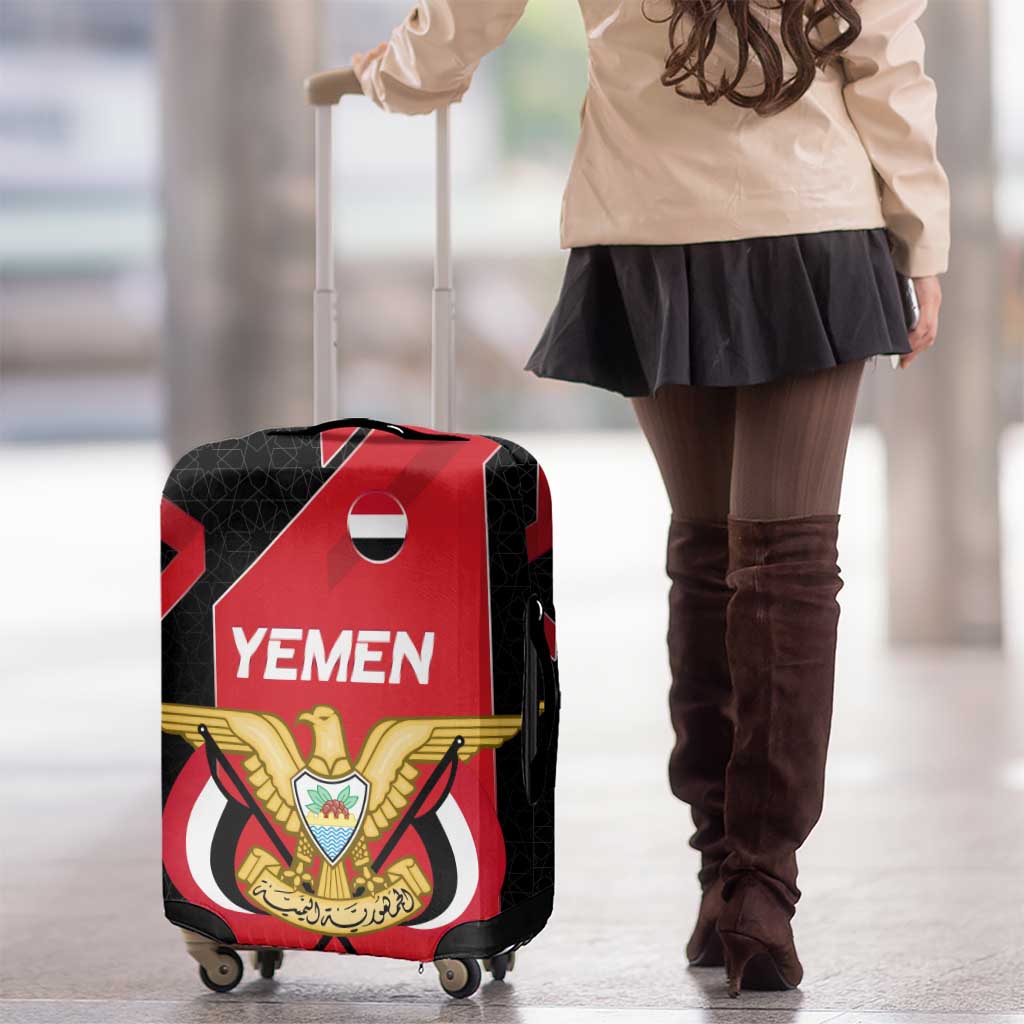 Yemen Eagle Emblem Luggage Cover with National Flag and Map Design TS04