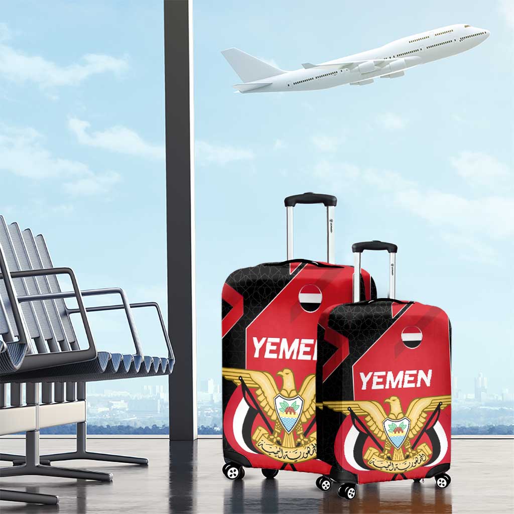 Yemen Eagle Emblem Luggage Cover with National Flag and Map Design TS04