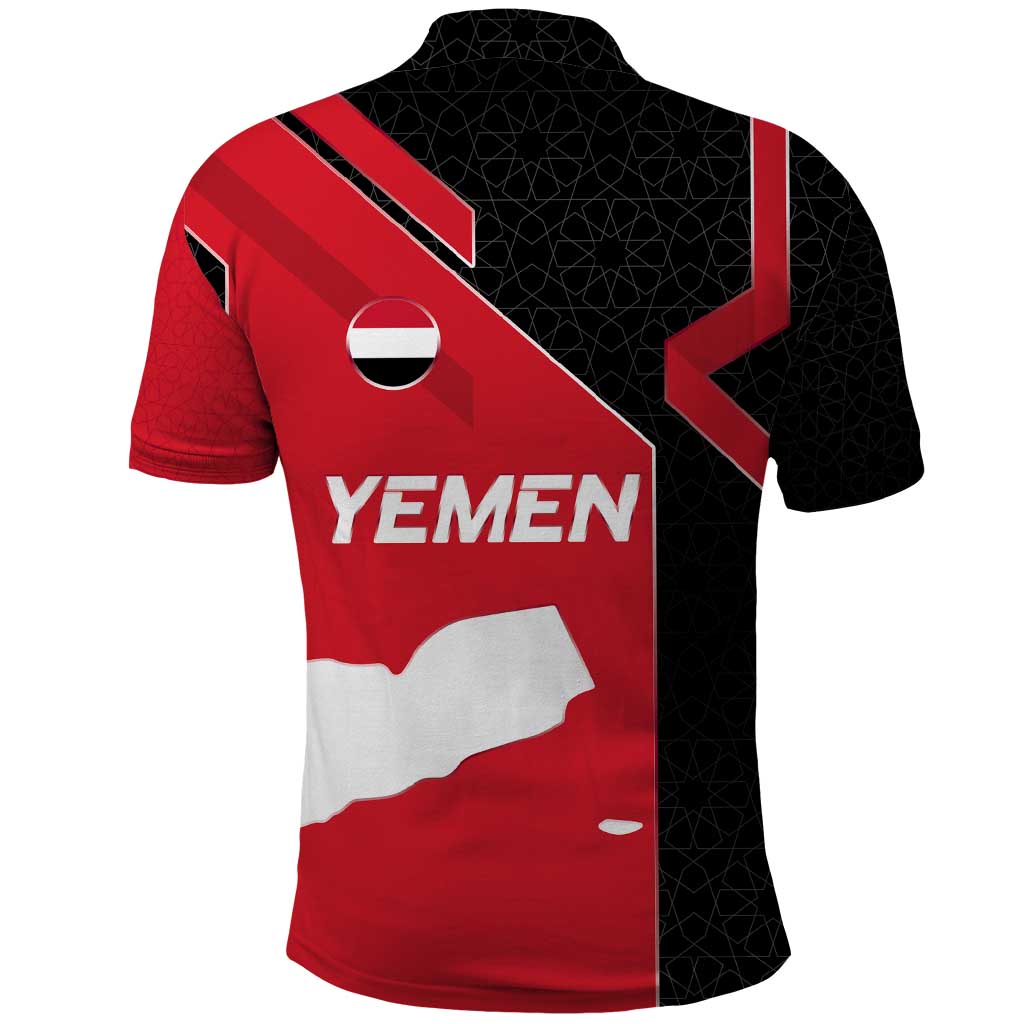 Yemen Eagle Emblem Polo Shirt with National Flag and Map Design TS04
