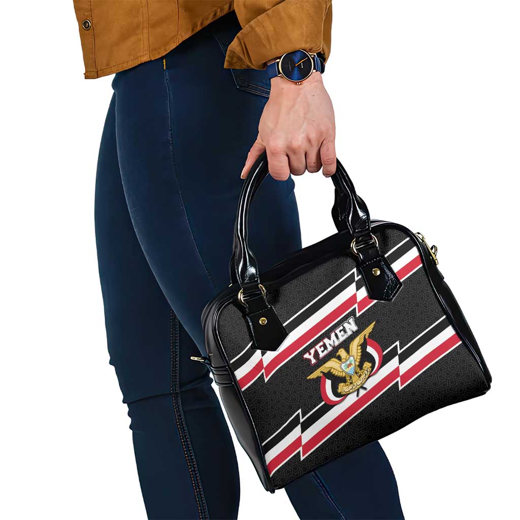 Yemen Shoulder Handbag with National Eagle Emblem and Flag Stripe Design TS04