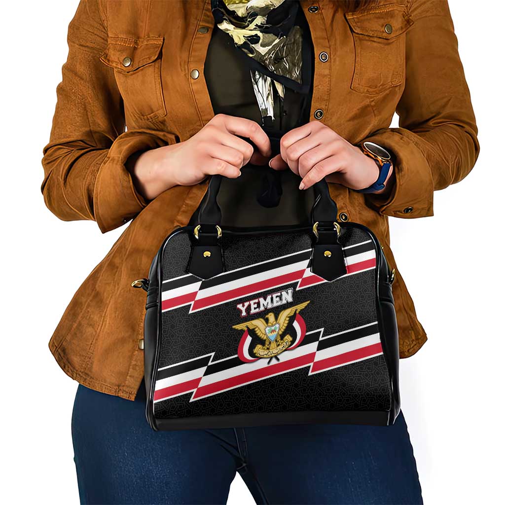 Yemen Shoulder Handbag with National Eagle Emblem and Flag Stripe Design TS04