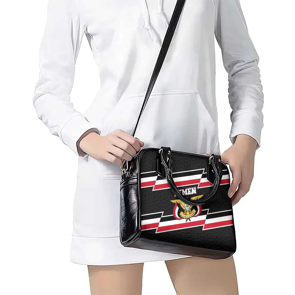 Yemen Shoulder Handbag with National Eagle Emblem and Flag Stripe Design TS04