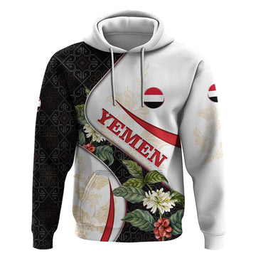 Yemen Hoodie with Mocha Coffee Plant Design and National Flag Accents TS04