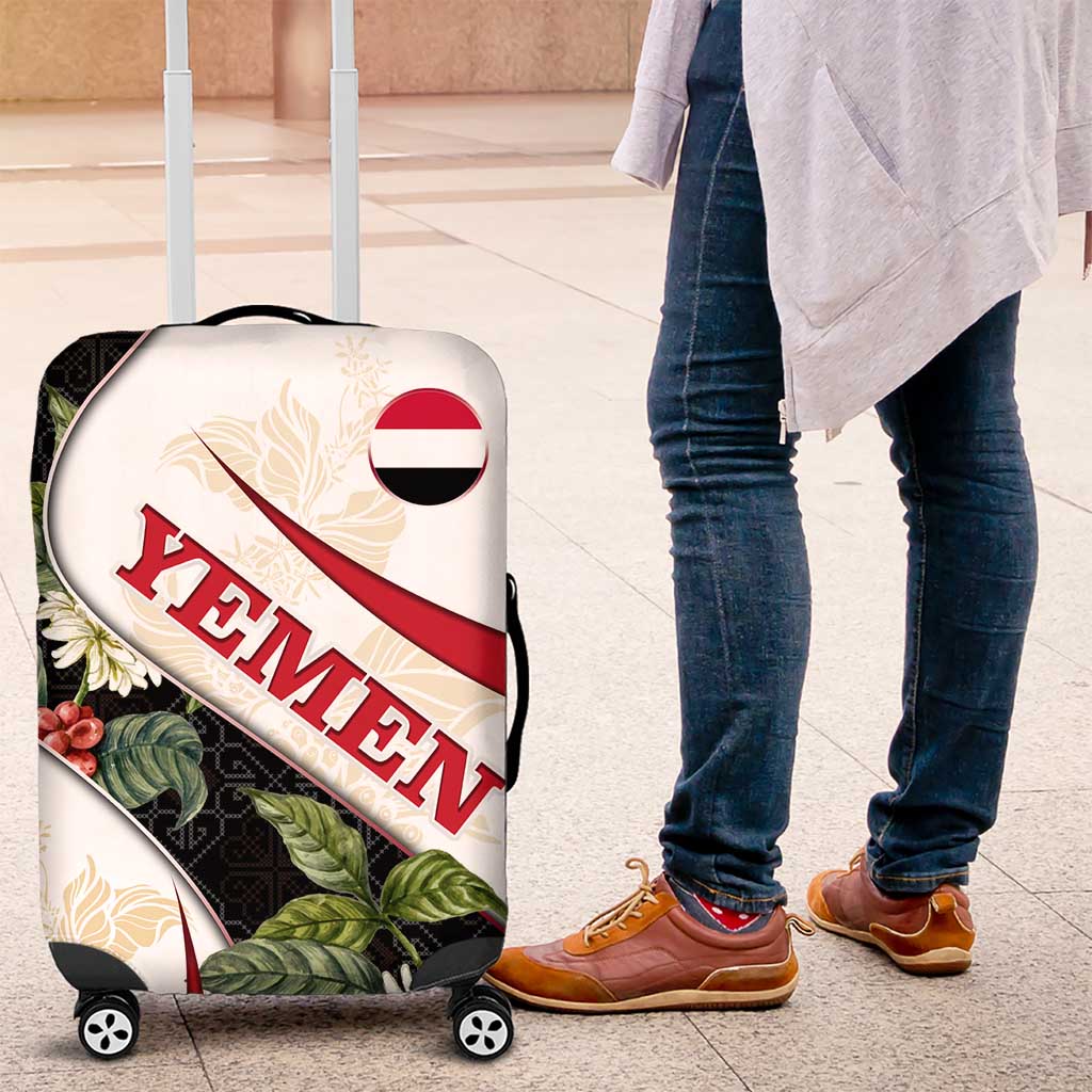 Yemen Luggage Cover with Mocha Coffee Plant Design and National Flag Accents TS04