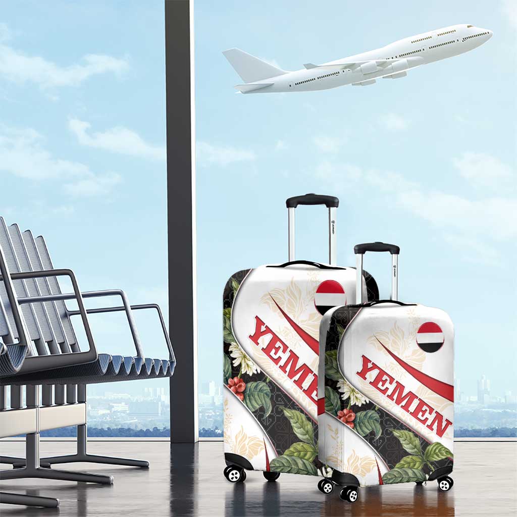 Yemen Luggage Cover with Mocha Coffee Plant Design and National Flag Accents TS04