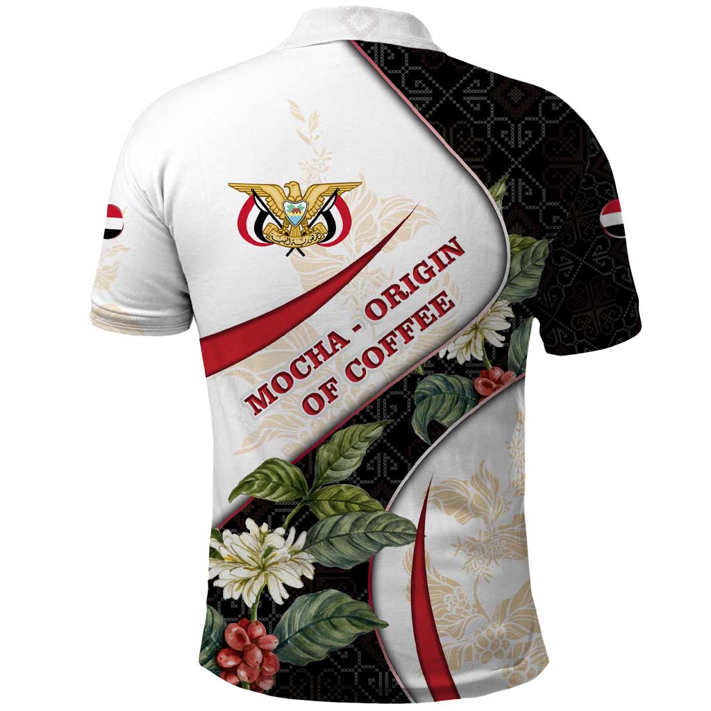 Yemen Polo Shirt with Mocha Coffee Plant Design and National Flag Accents TS04