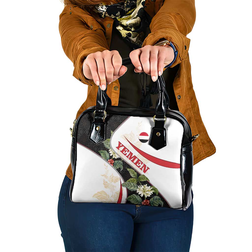 Yemen Shoulder Handbag with Mocha Coffee Plant Design and National Flag Accents TS04