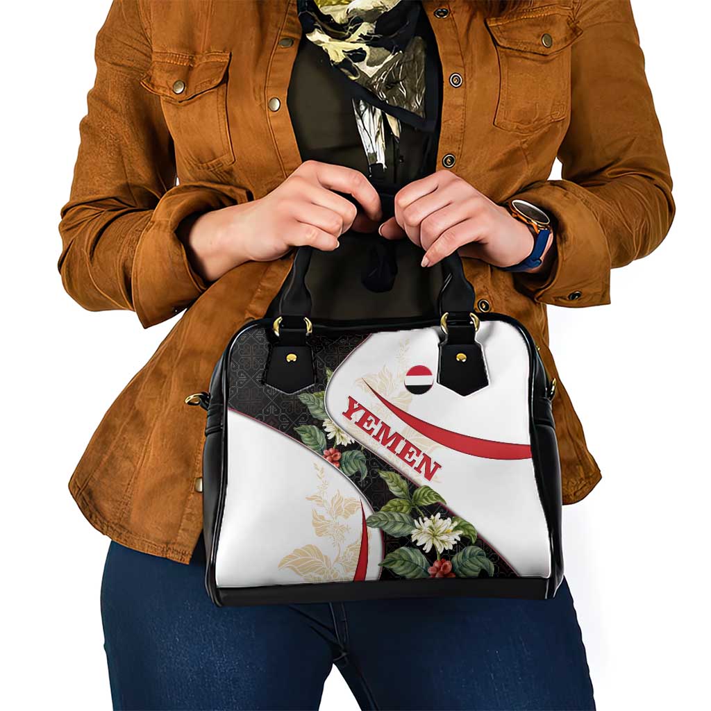 Yemen Shoulder Handbag with Mocha Coffee Plant Design and National Flag Accents TS04