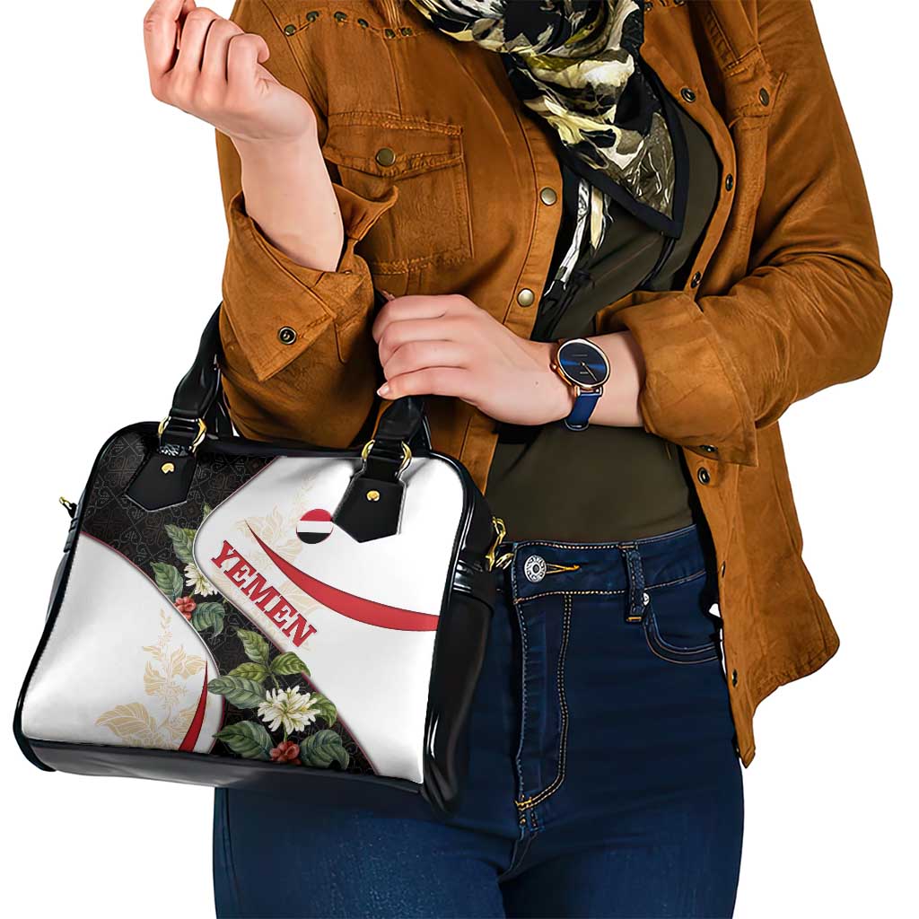 Yemen Shoulder Handbag with Mocha Coffee Plant Design and National Flag Accents TS04