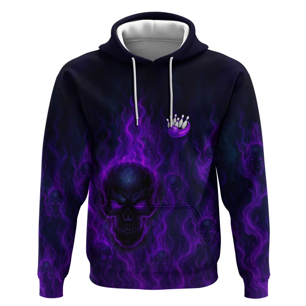 Custom Bowling Purple Flame Skull Hoodie Custom Team Name on Dark Background TS04