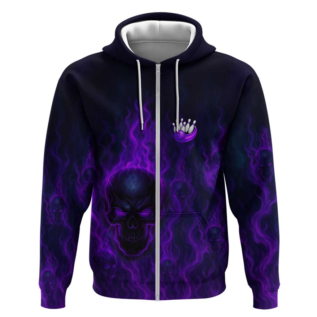 Custom Bowling Purple Flame Skull Hoodie Custom Team Name on Dark Background TS04