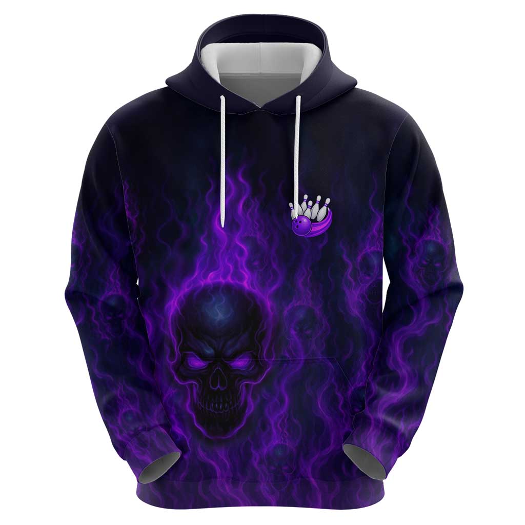 Custom Bowling Purple Flame Skull Hoodie Custom Team Name on Dark Background TS04