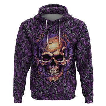 Skull Hoodie Hello Darkness My Old Friend - Horror Seamless Pattern Purple TS04