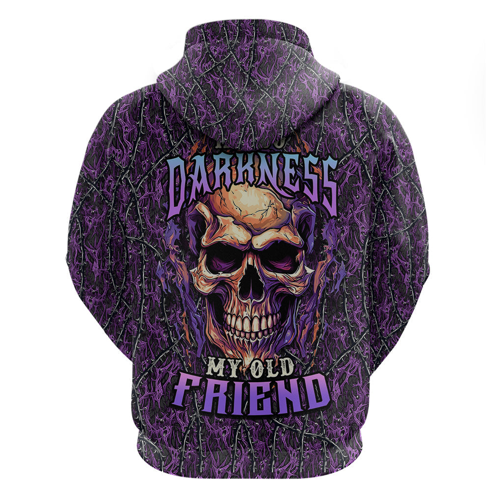 Skull Hoodie Hello Darkness My Old Friend - Horror Seamless Pattern Purple TS04