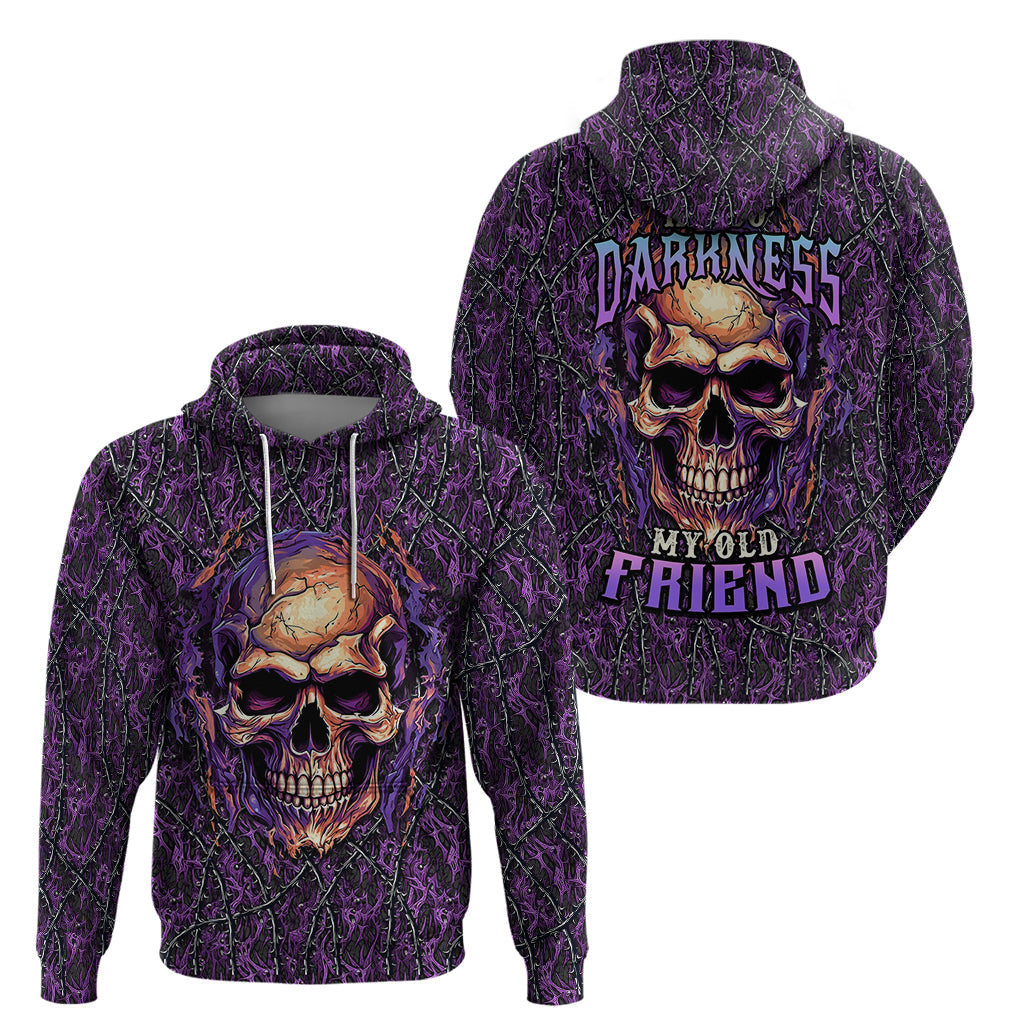 Skull Hoodie Hello Darkness My Old Friend - Horror Seamless Pattern Purple TS04