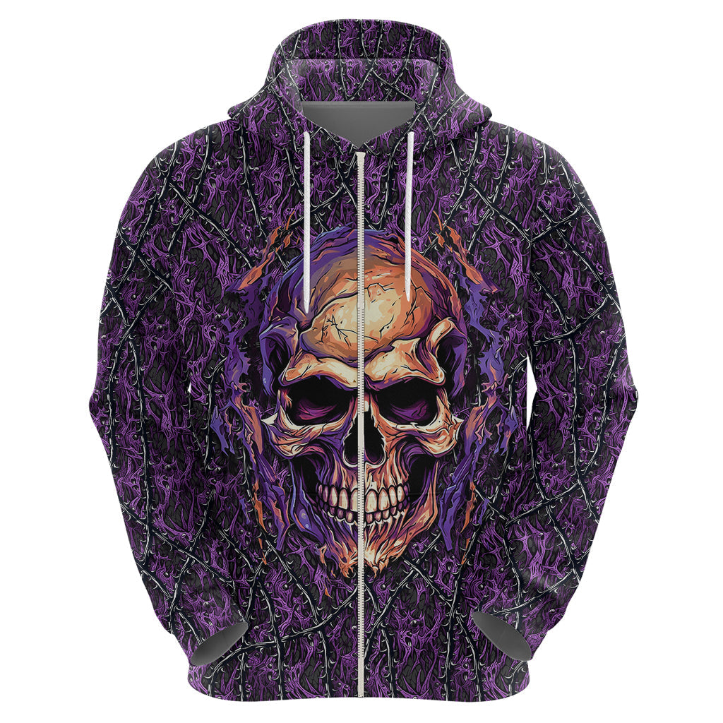 Skull Hoodie Hello Darkness My Old Friend - Horror Seamless Pattern Purple TS04