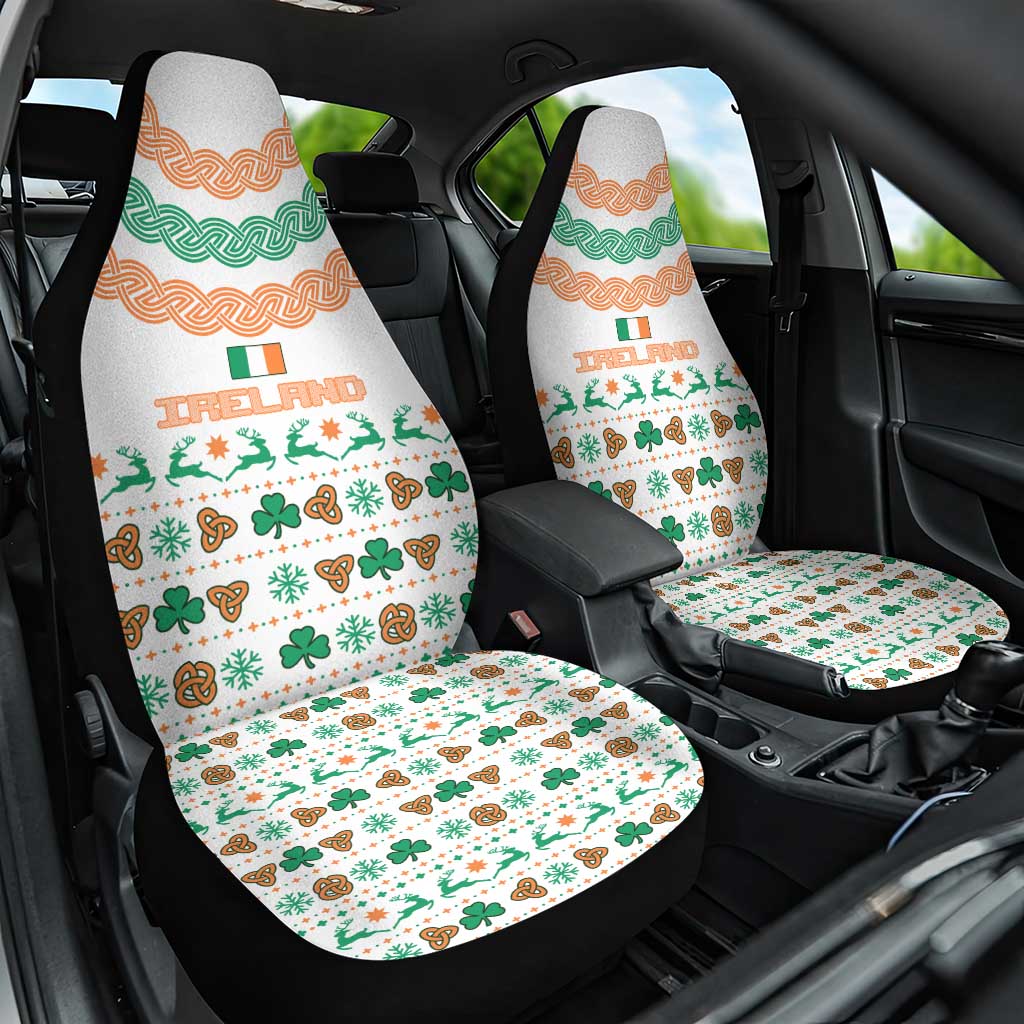 Ireland Christmas Car Seat Cover with Celtic Knot Shamrock and Tricolor Holiday Pattern TS04