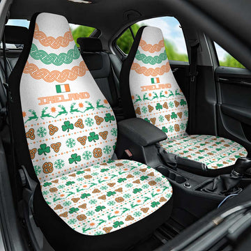 Ireland Christmas Car Seat Cover with Celtic Knot Shamrock and Tricolor Holiday Pattern TS04