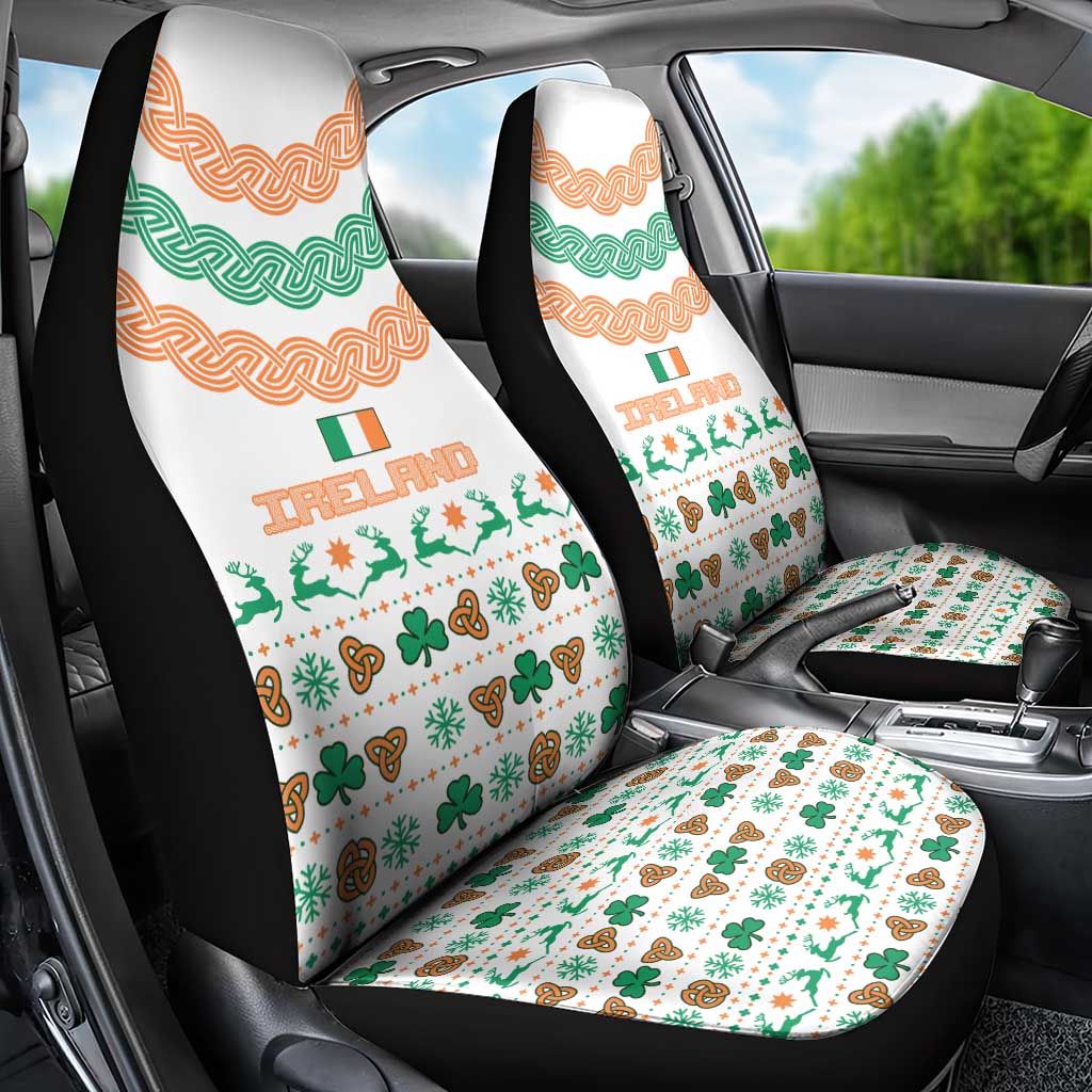 Ireland Christmas Car Seat Cover with Celtic Knot Shamrock and Tricolor Holiday Pattern TS04