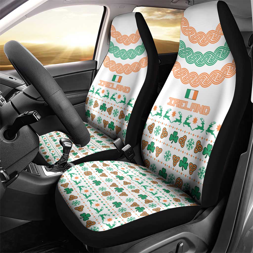 Ireland Christmas Car Seat Cover with Celtic Knot Shamrock and Tricolor Holiday Pattern TS04