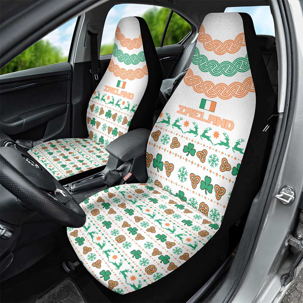 Ireland Christmas Car Seat Cover with Celtic Knot Shamrock and Tricolor Holiday Pattern TS04
