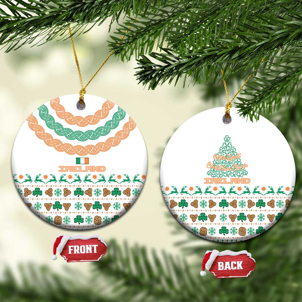 Ireland Christmas Ceramic Ornament with Celtic Knot Shamrock and Tricolor Holiday Pattern TS04