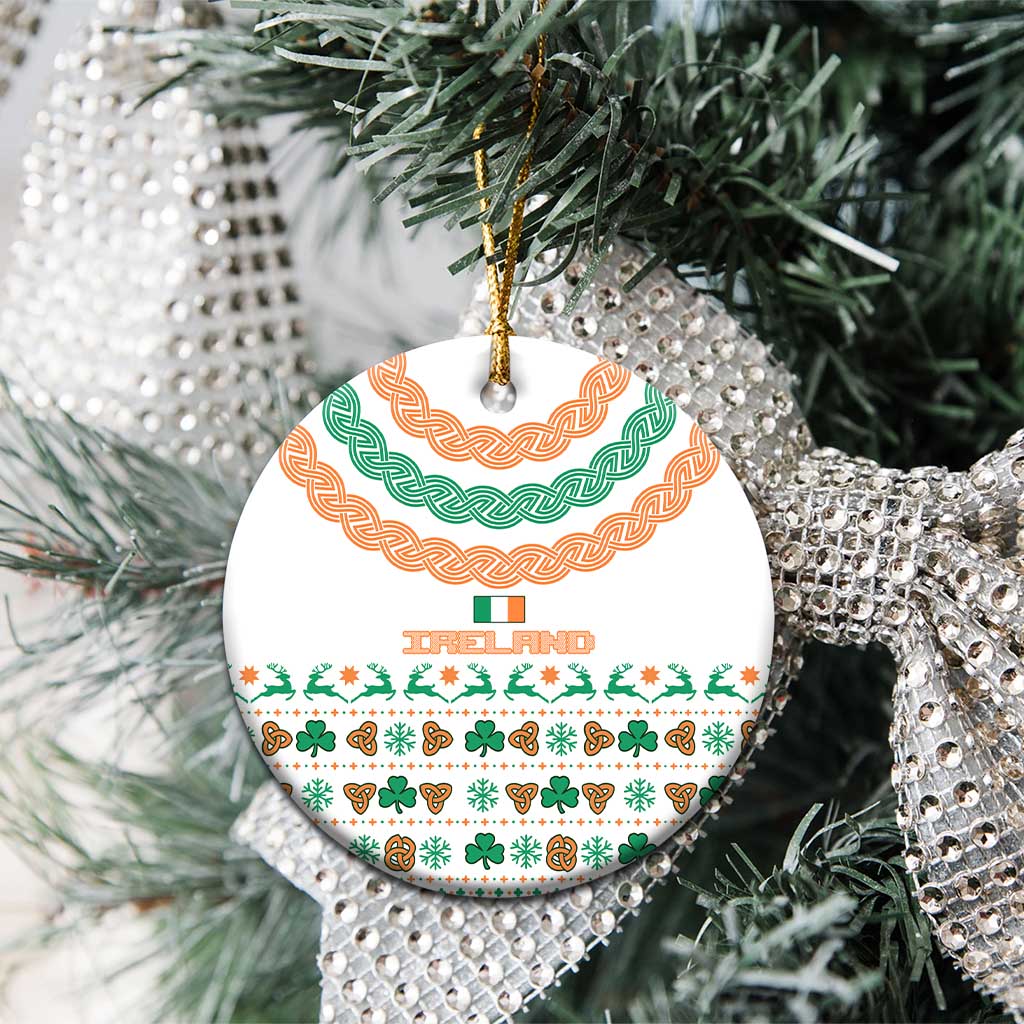 Ireland Christmas Ceramic Ornament with Celtic Knot Shamrock and Tricolor Holiday Pattern TS04
