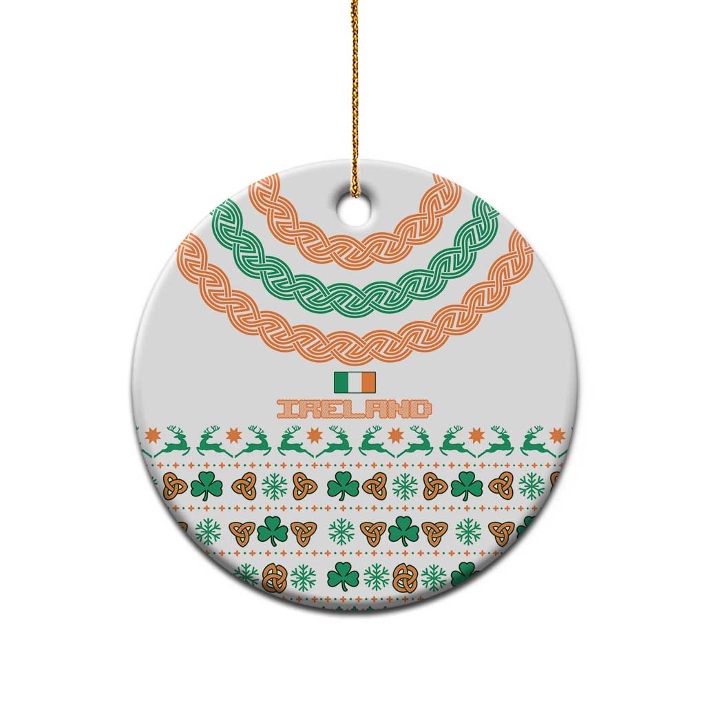 Ireland Christmas Ceramic Ornament with Celtic Knot Shamrock and Tricolor Holiday Pattern TS04