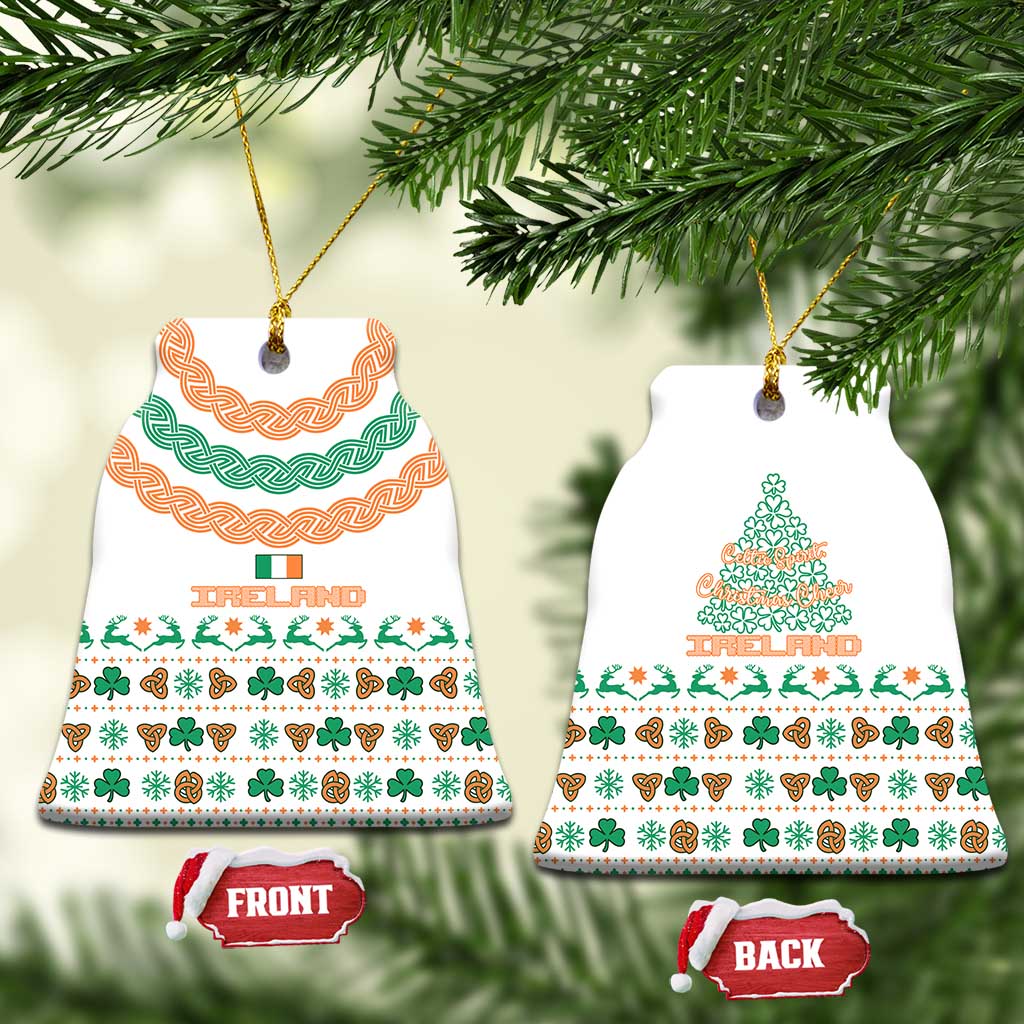 Ireland Christmas Ceramic Ornament with Celtic Knot Shamrock and Tricolor Holiday Pattern TS04