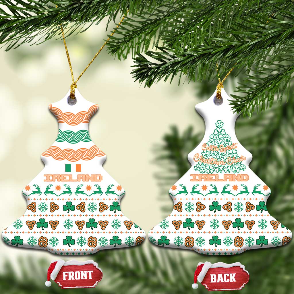 Ireland Christmas Ceramic Ornament with Celtic Knot Shamrock and Tricolor Holiday Pattern TS04