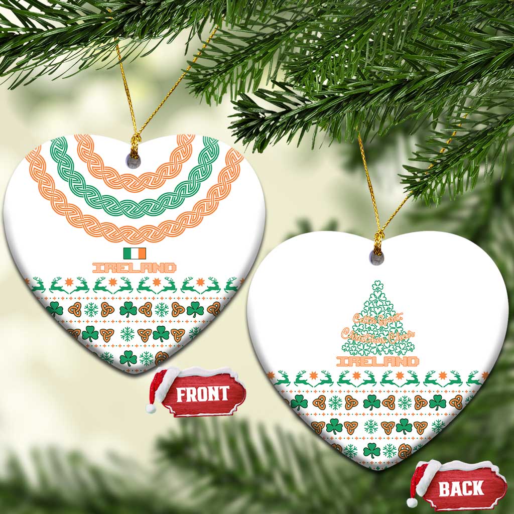 Ireland Christmas Ceramic Ornament with Celtic Knot Shamrock and Tricolor Holiday Pattern TS04