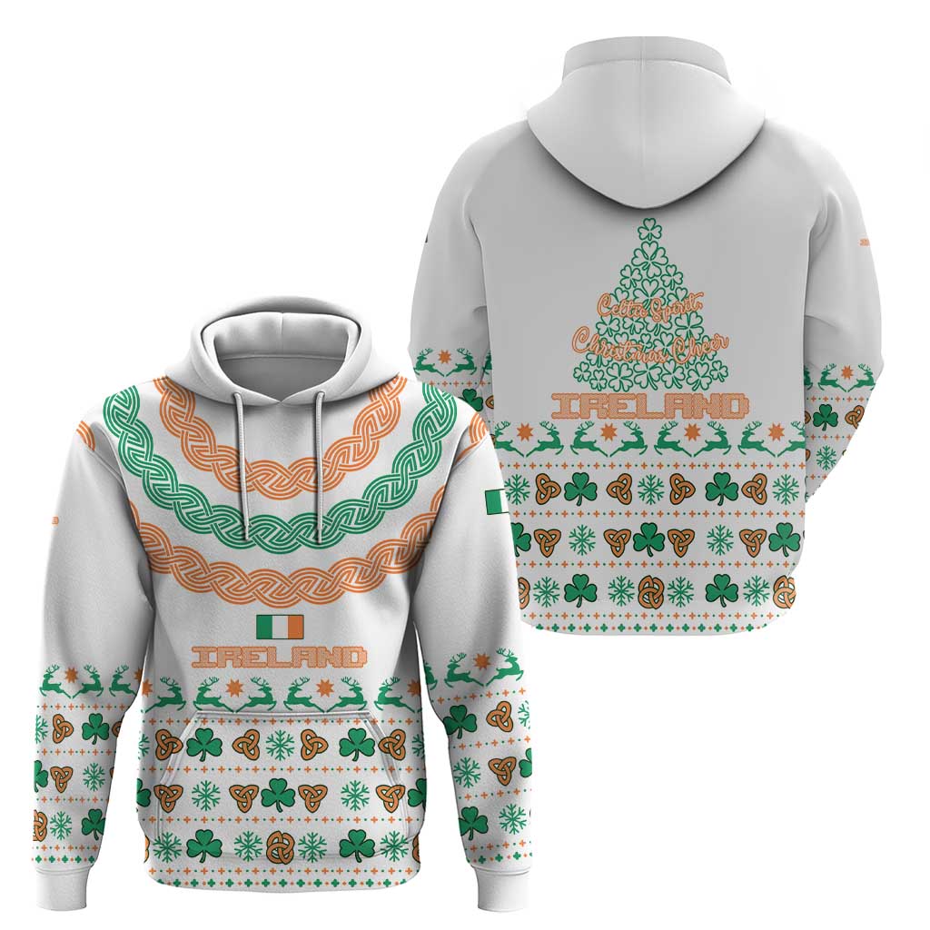 Ireland Christmas Hoodie with Celtic Knot Shamrock and Tricolor Holiday Pattern TS04