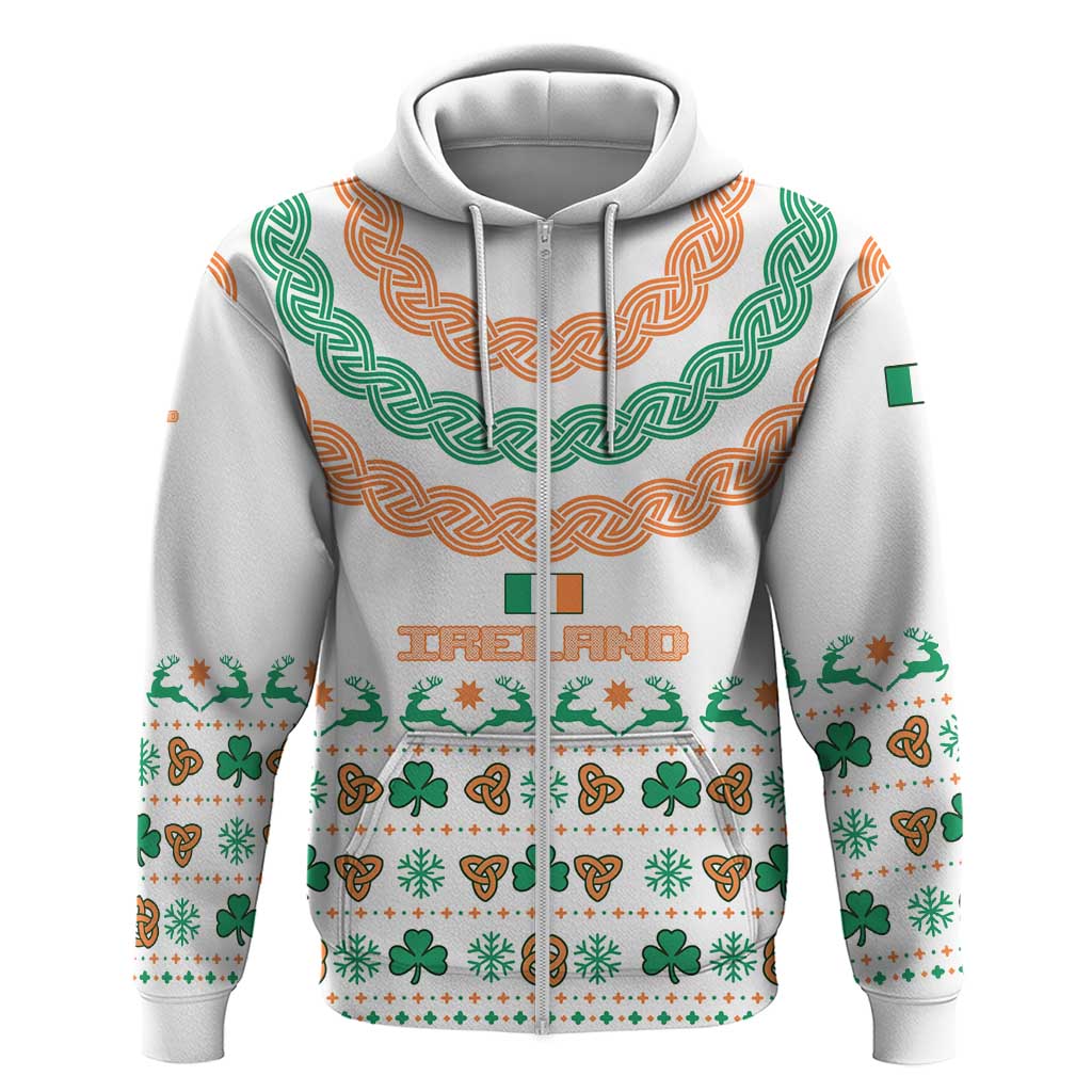 Ireland Christmas Hoodie with Celtic Knot Shamrock and Tricolor Holiday Pattern TS04